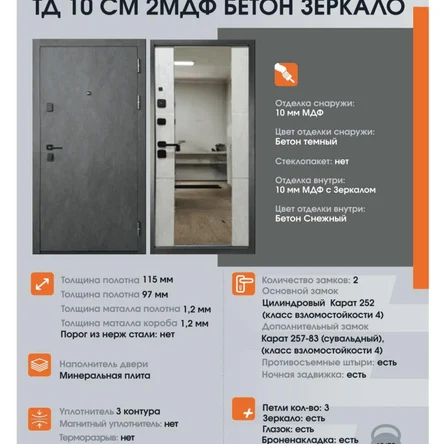 ТД 10 СМ 2МДФ БЕТОН ЗЕРКАЛО